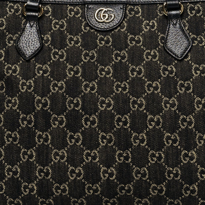 Gucci Jacquard Black Denim GG Monogram Medium Ophidia Shopping Tote Black Ivory 8 of 11