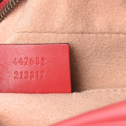 Gucci Calfskin Matelasse Small GG Marmont Chain Shoulder Bag Hibiscus Red 9 of 11