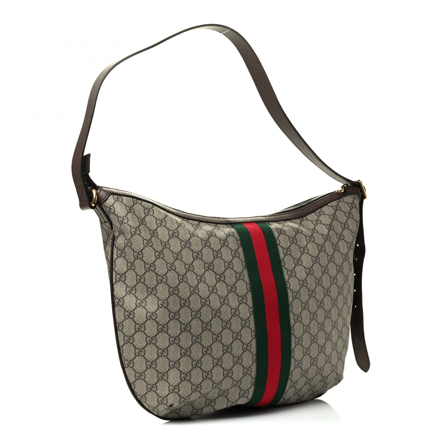 Gucci GG Supreme Monogram Web Ophidia Half Moon Hobo Brown 2 of 4