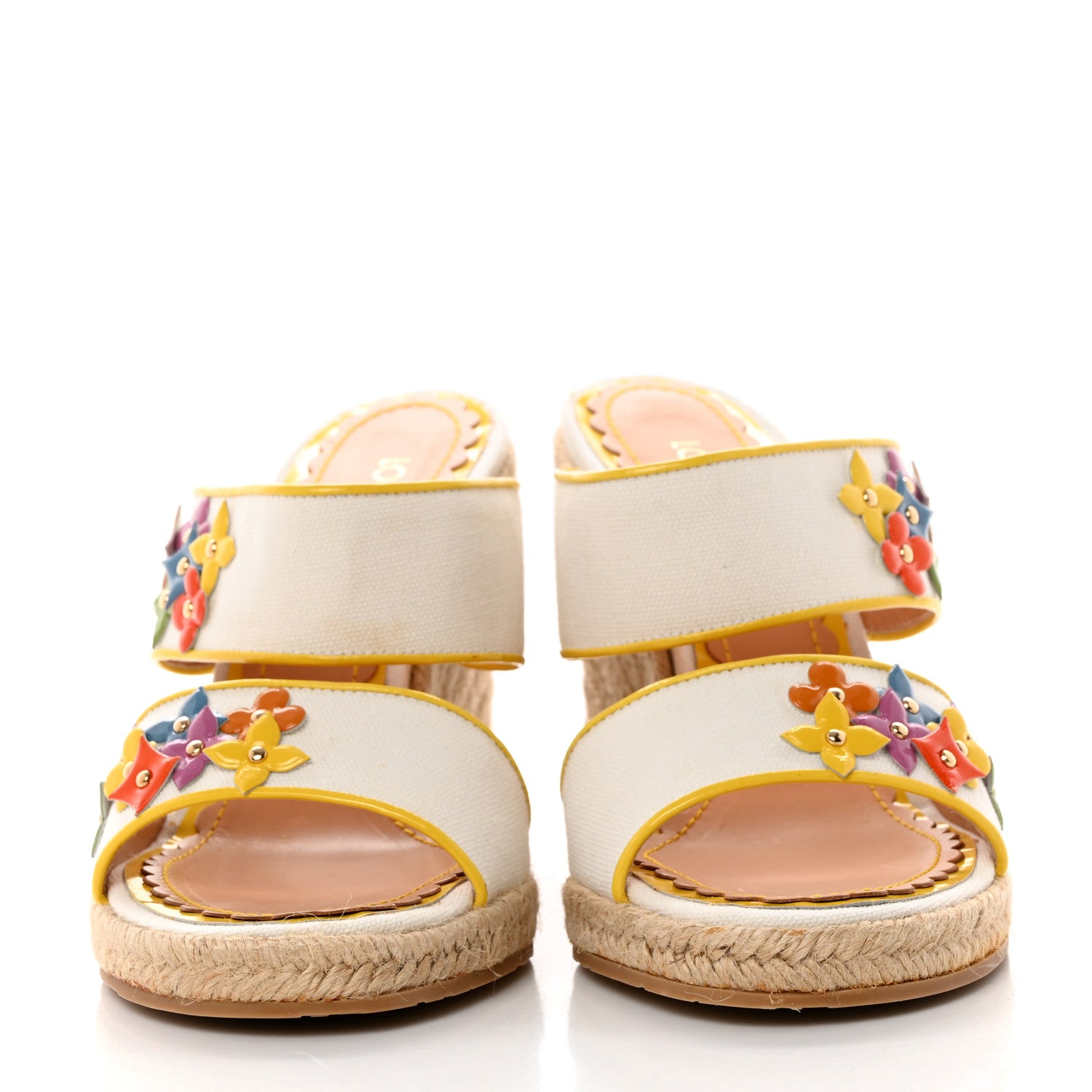 Louis Vuitton Canvas Espadrille Wedge Sandals 38 Multicolor 2 of 9