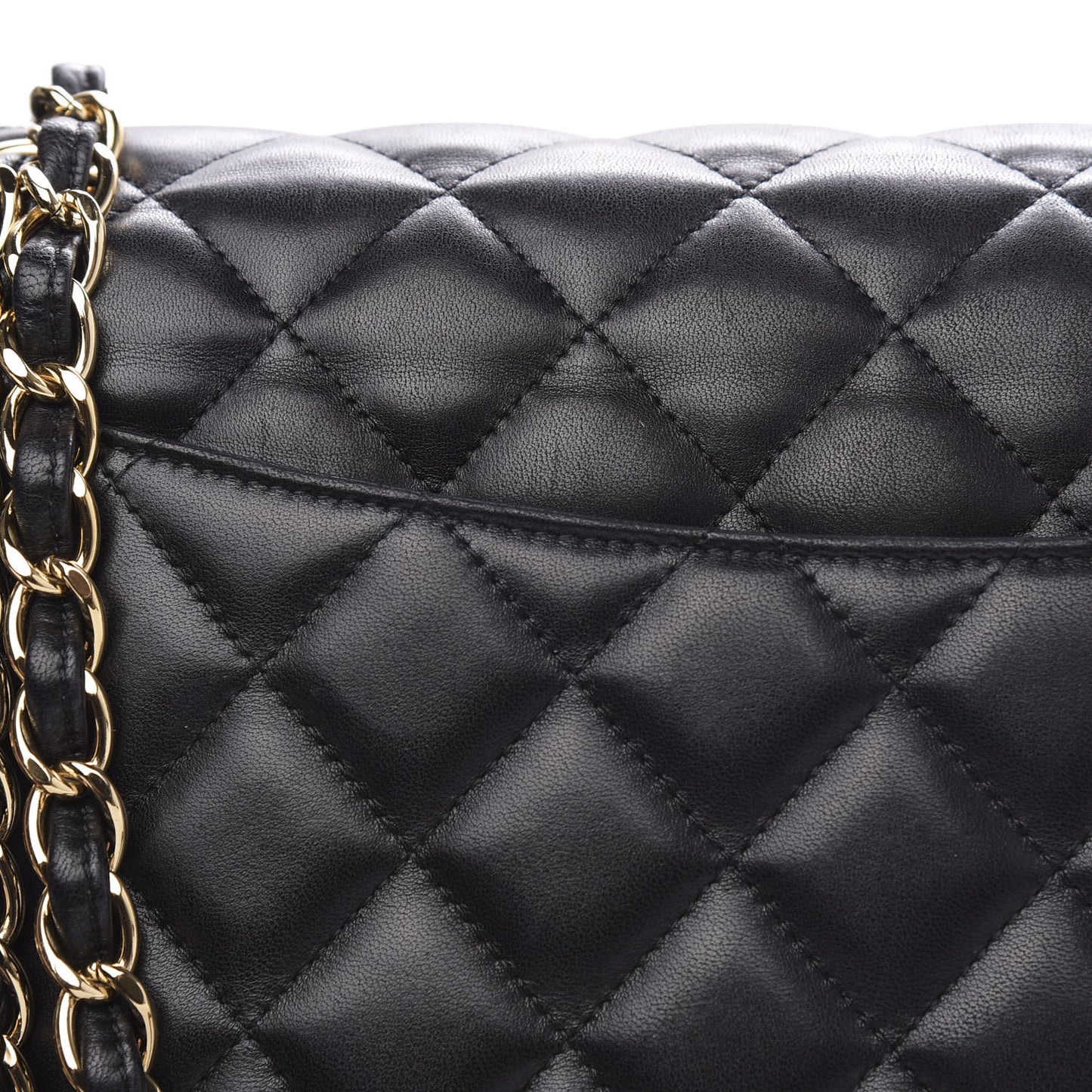 Lambskin Quilted Jumbo Double Flap Black