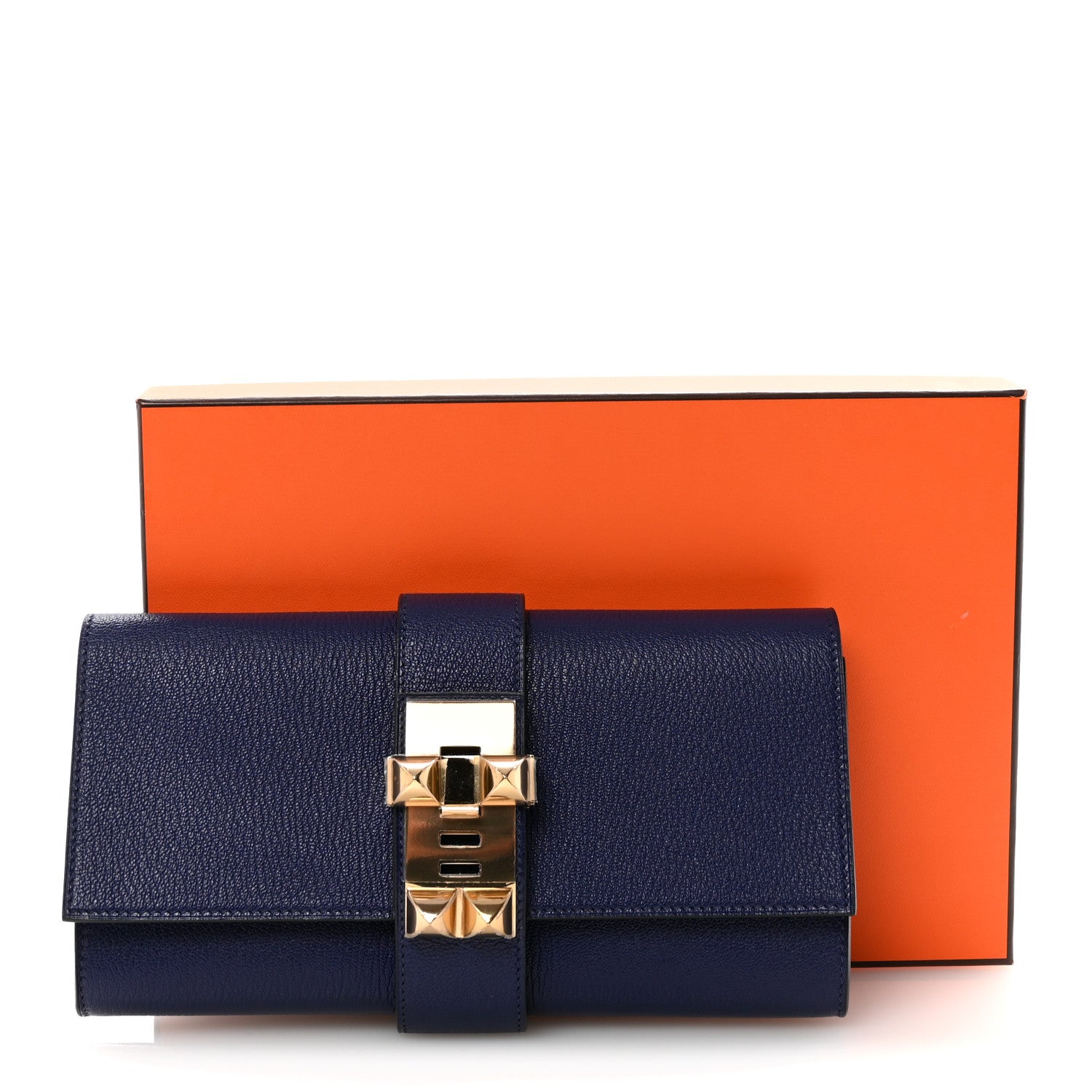 Hermes Chevre Mysore Medor 23 Clutch Bleu Encre 10 of 10