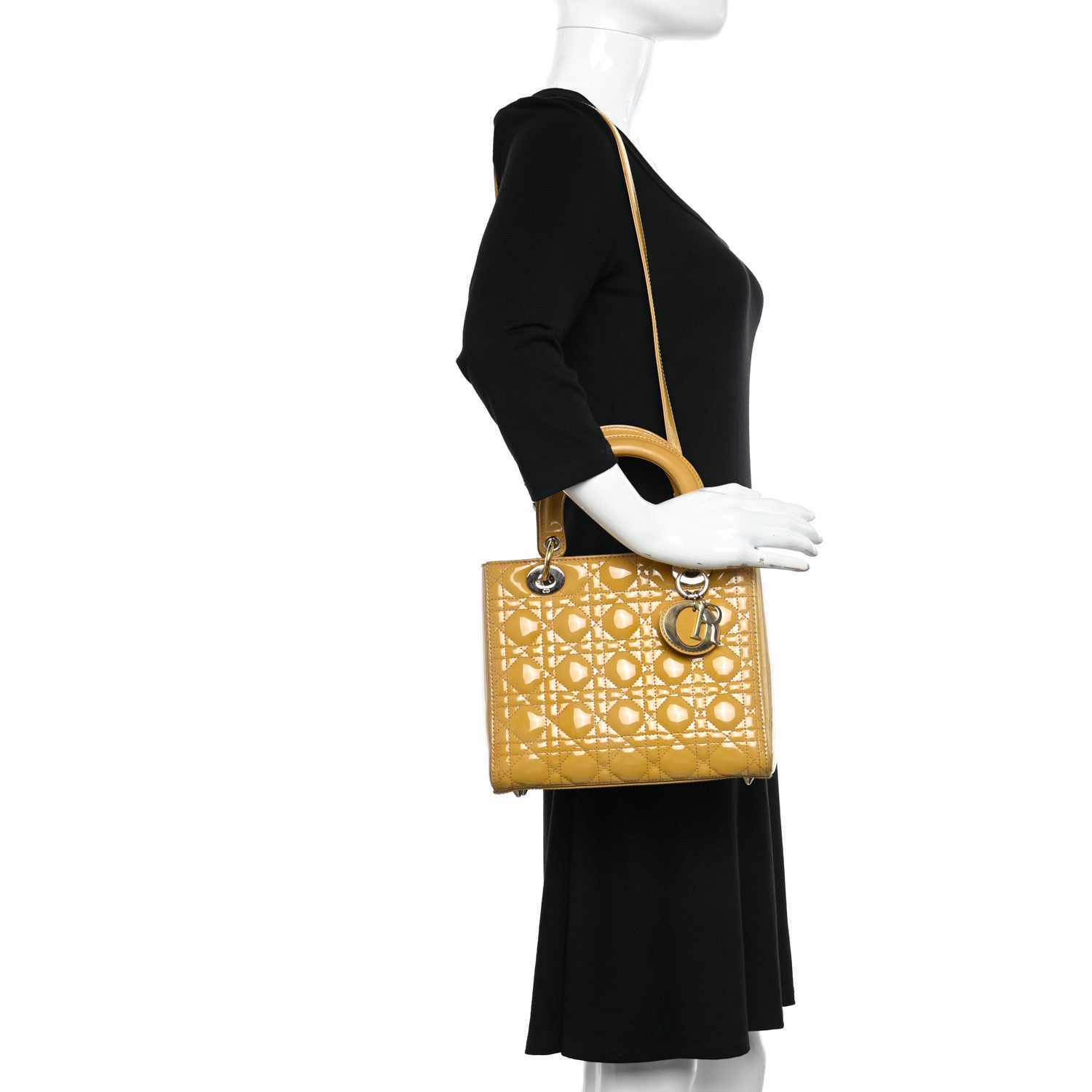 Christian Dior Patent Cannage Medium Lady Dior Beige 2 of 14