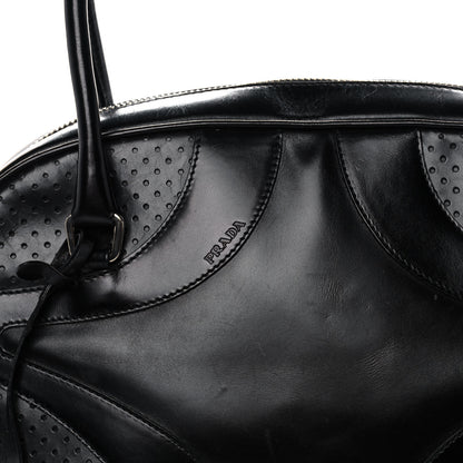 Prada Vitello Drive Perforated Bowling Bag Black 8 of 13