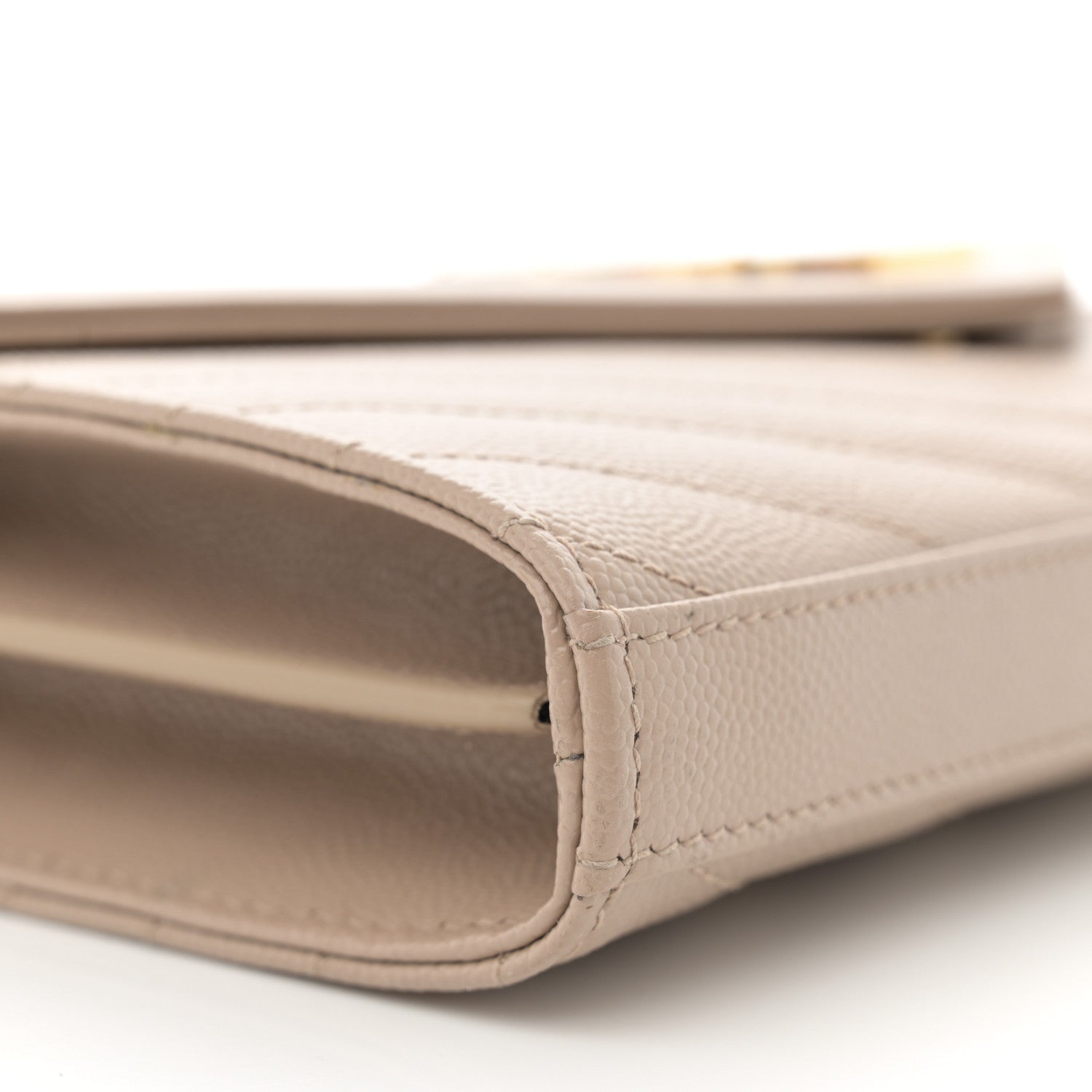 Saint Laurent Grain De Poudre Matelasse Chevron Monogram Chain Wallet Nude Powder 9 of 12