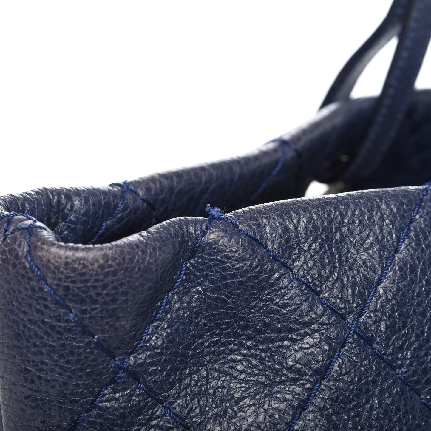 Glazed Calfskin Large On The Road Tote Dark Blue