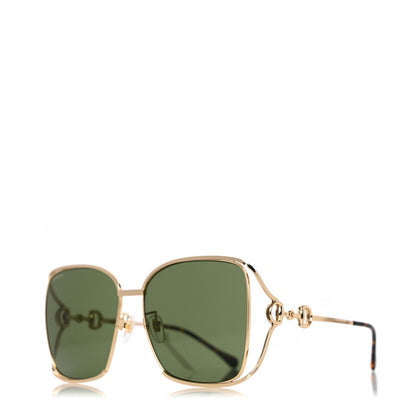 Gucci Horsebit Square Frame Sunglasses GG1020S Gold Green 1 of 9