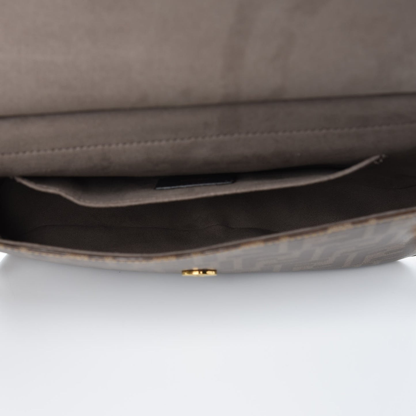Vitello Grace Glazed Fabric FF 1974 Double F Shoulder Bag Alchemy Mogano Panna