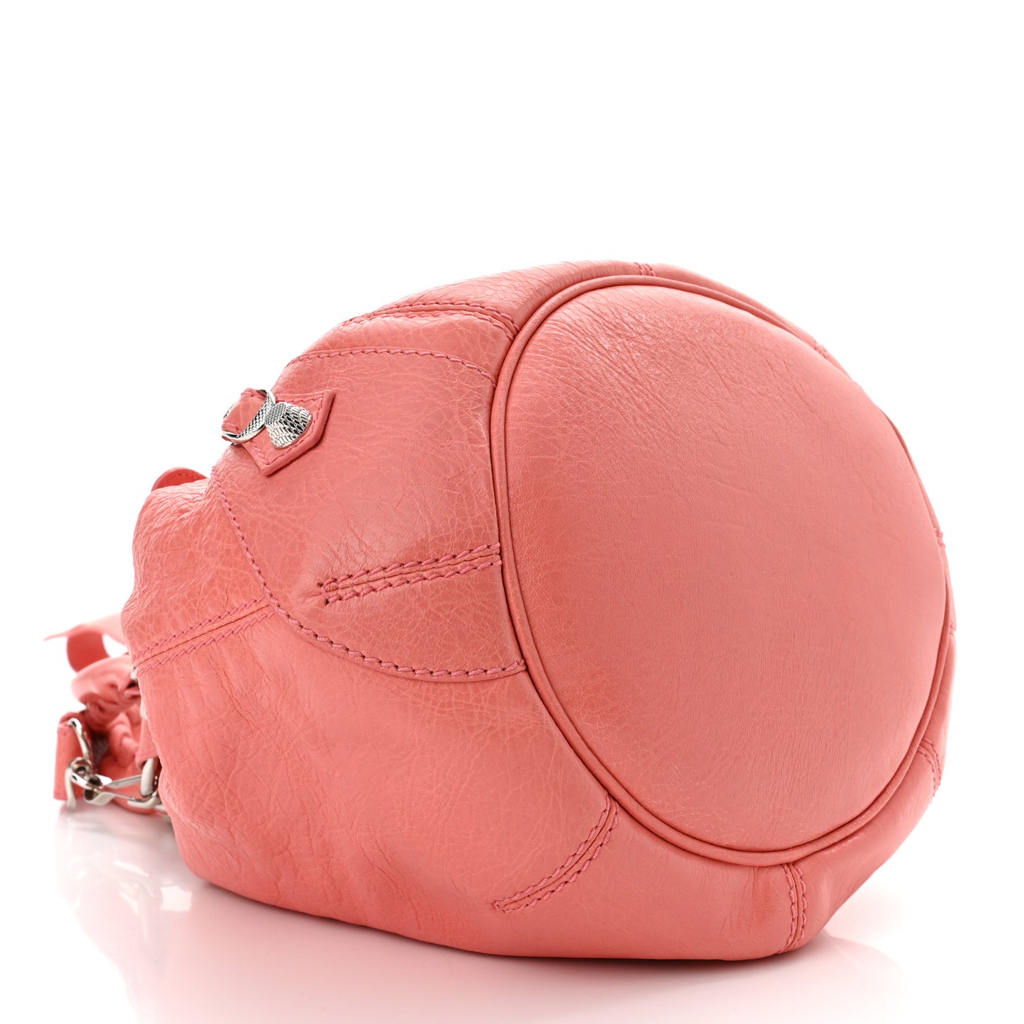 Agneau Giant 12 Silver Hardware Mini Pompon Rose Azalee