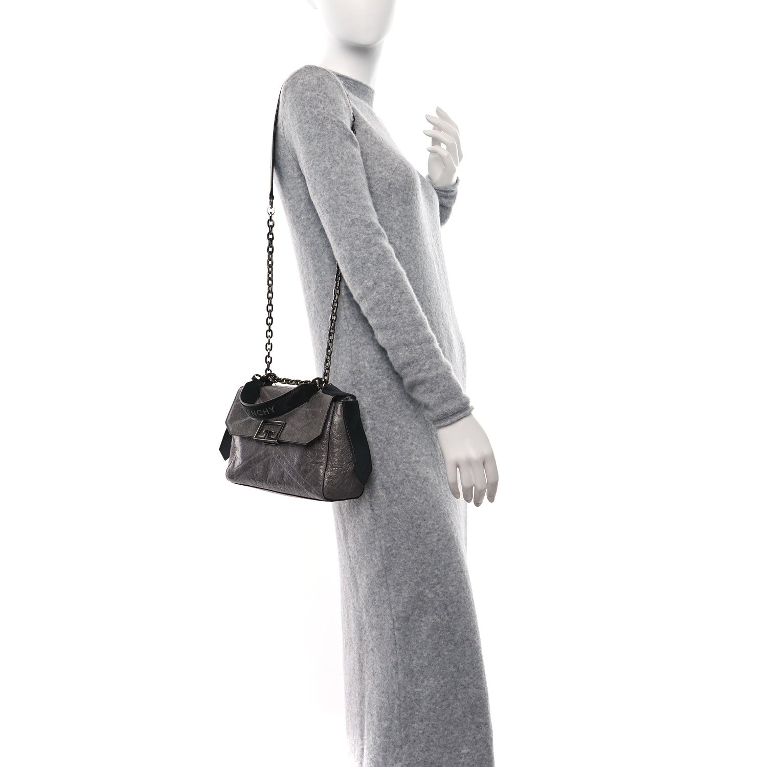 Givenchy Creased Patent Calfskin Flap Pearl Grey 2 of 8