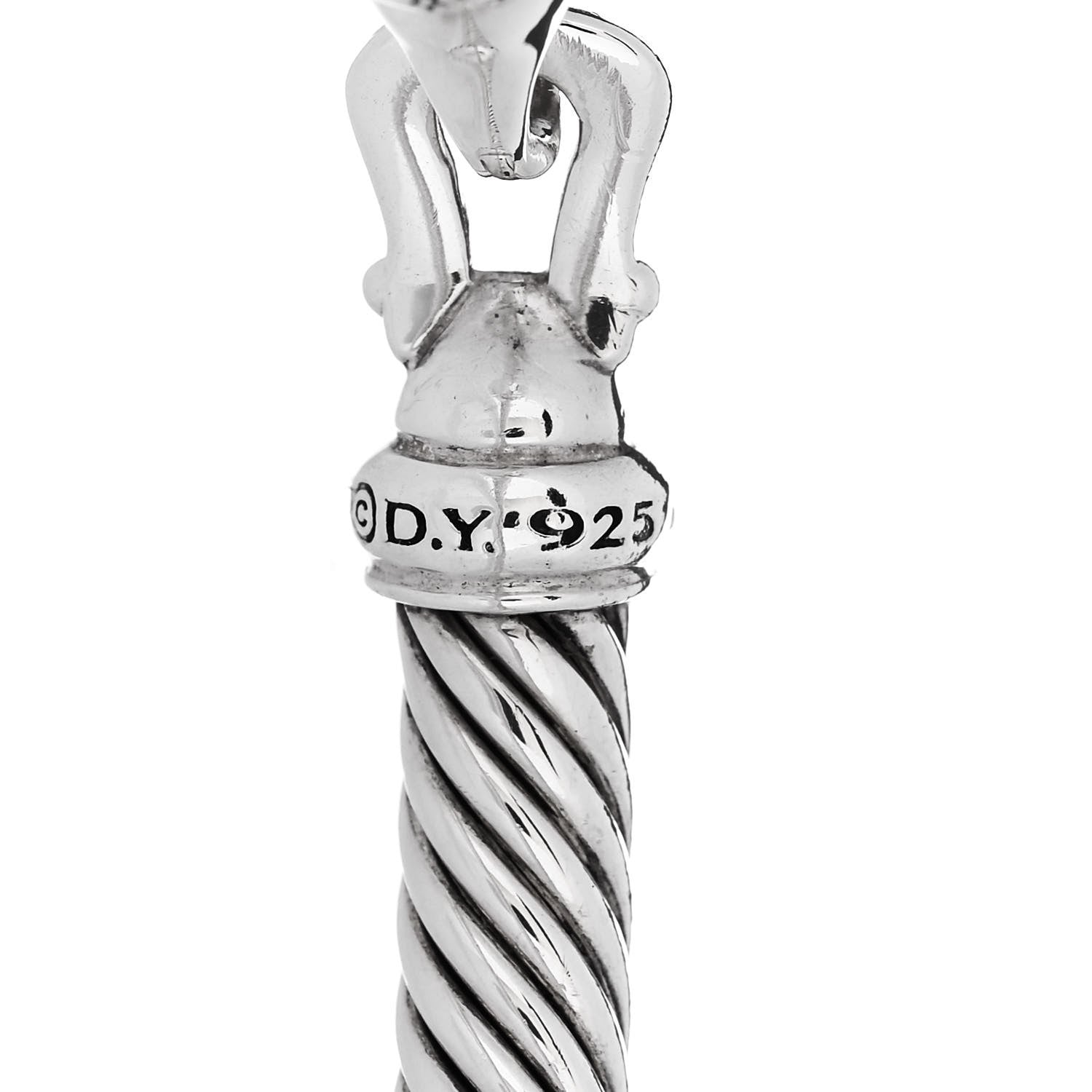 David Yurman Sterling Silver Diamond 5mm Cable Buckle Bracelet 3 of 4
