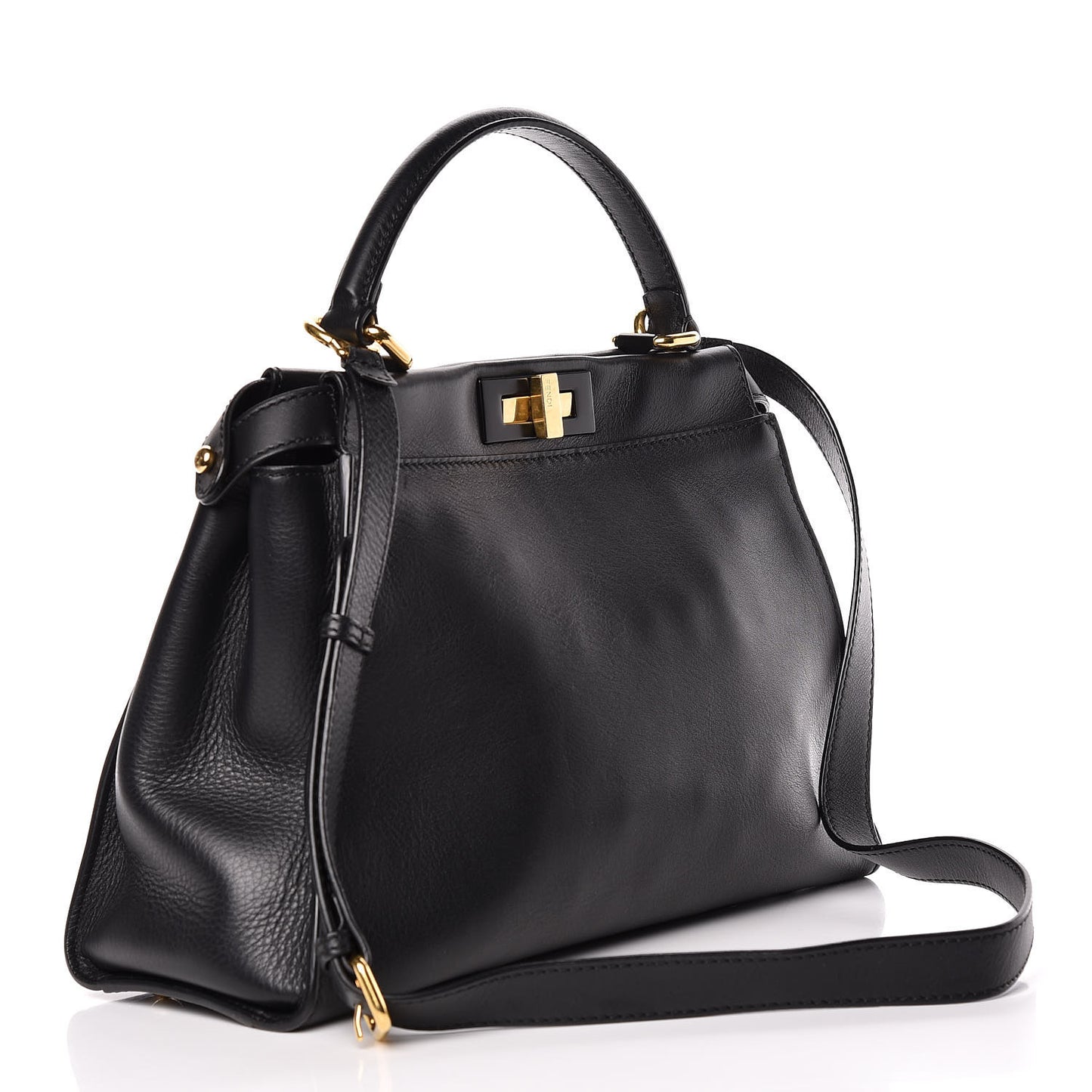 Vitello Seta Shiny Nappa Medium Peekaboo Iconic Satchel Black