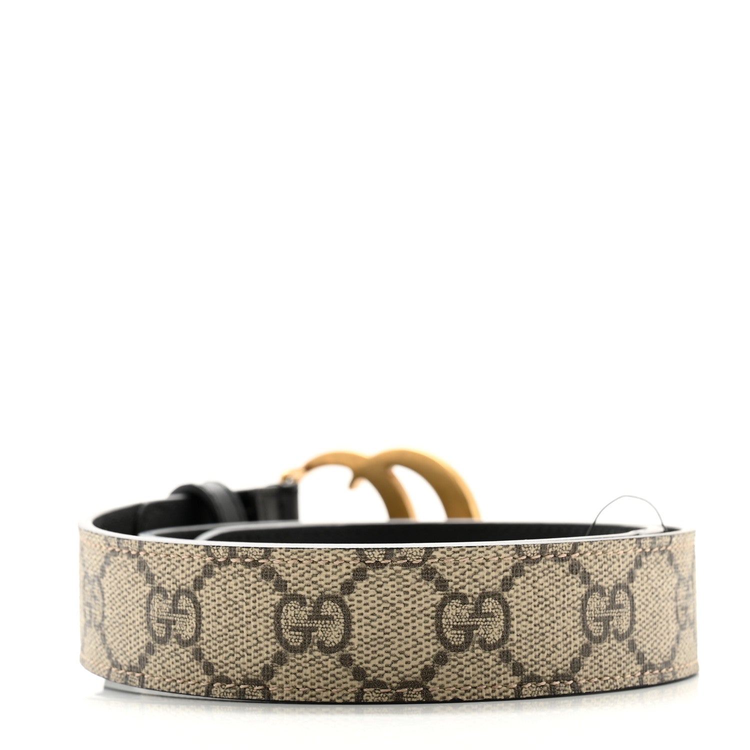 Gucci GG Supreme Monogram Matte Plutone Calfskin Double G 30mm Belt 70 28 Beige Ebony Black 2 of 7