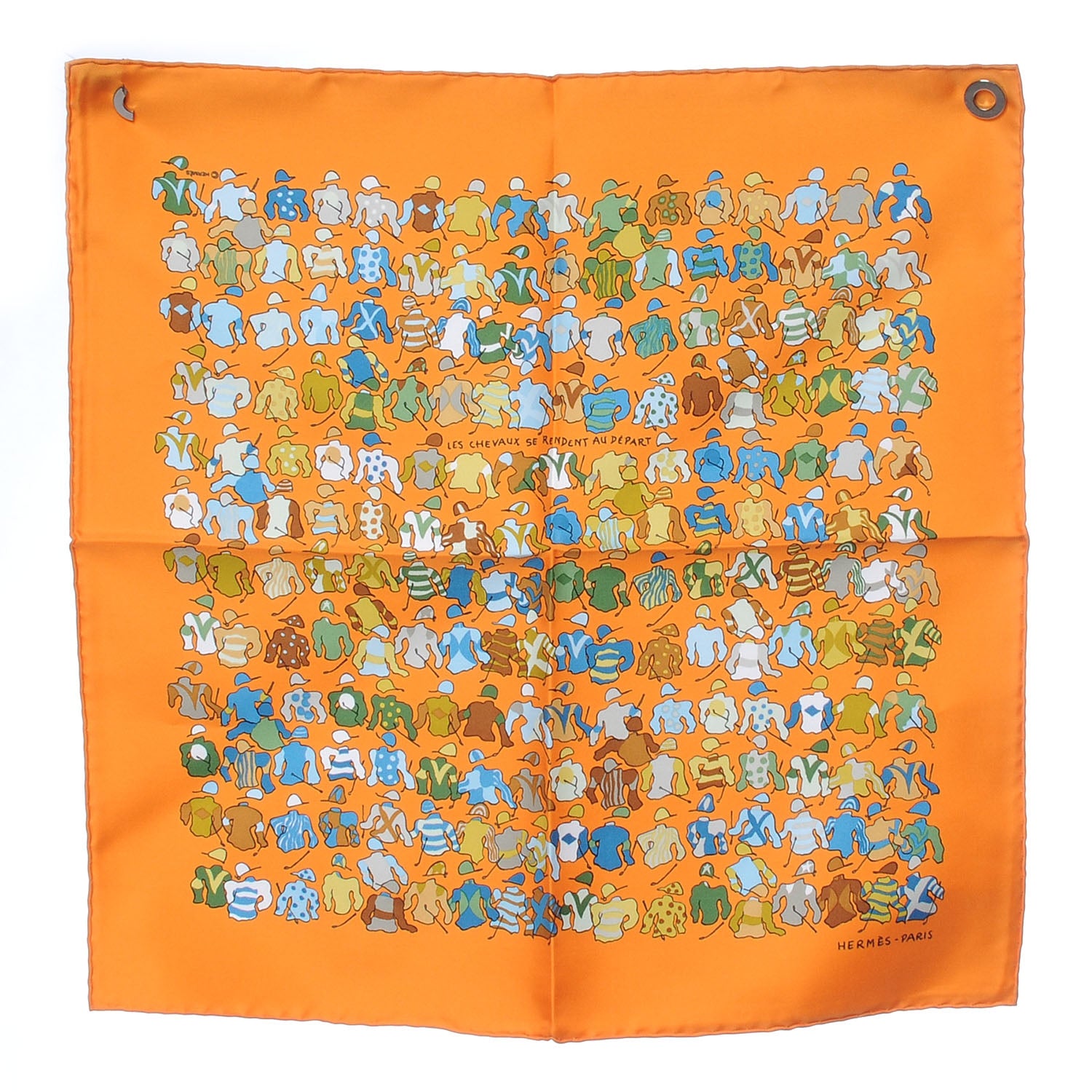 Hermes Silk Les Chevaux Se Rendent Au Depart Pocket Square Scarf 2 of 6