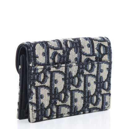 Christian Dior Oblique Saddle Card Holder Blue 3 of 8