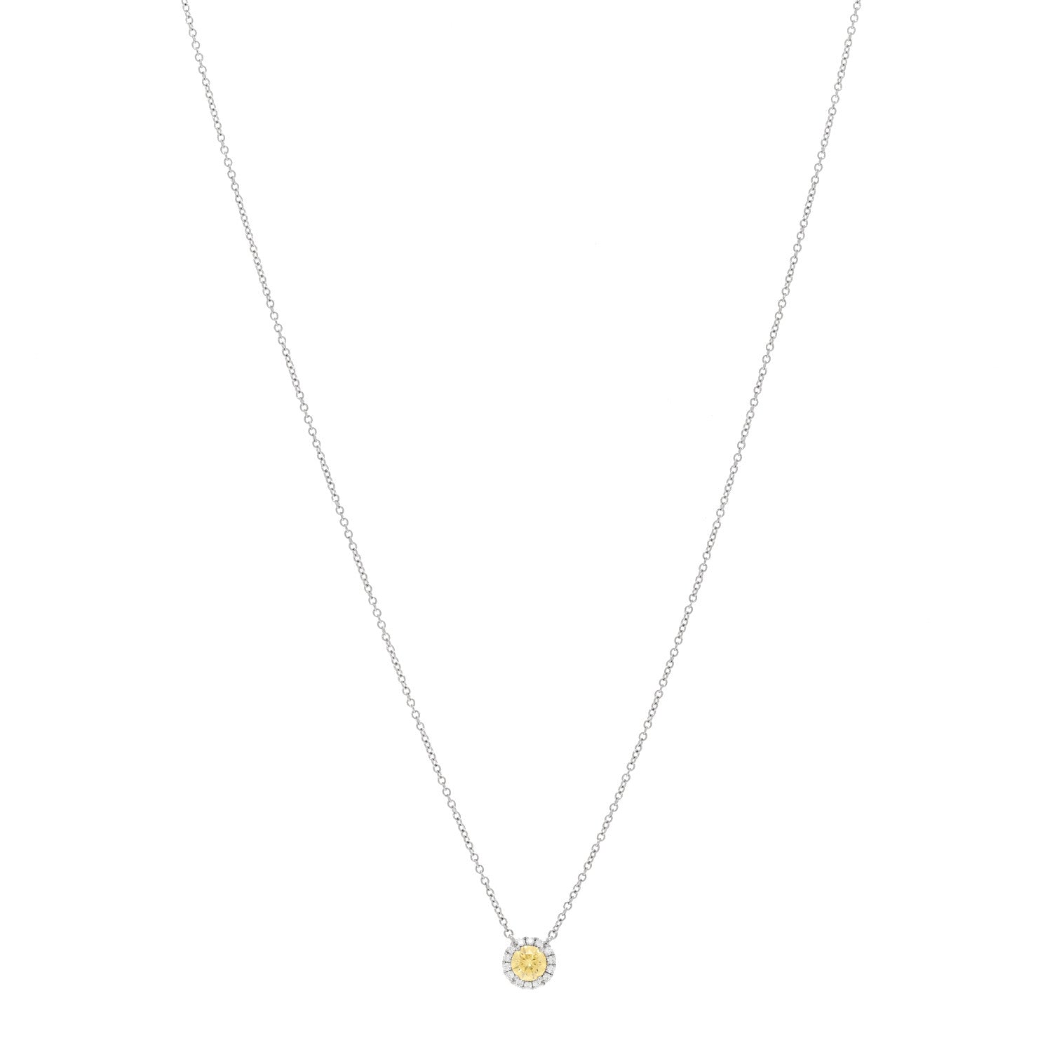 Tiffany Platinum Fancy Vivid Yellow Diamond .32ct Soleste Pendant Necklace 1 of 5