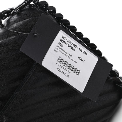 Saint Laurent Sheepskin Matelasse Chevron Monogram Monochrome Medium College Bag Black 11 of 11