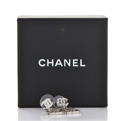 Chanel Crystal Emoji Choupette Cat CC Earrings Silver 6 of 6