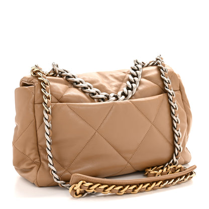 Chanel Lambskin Quilted Large Chanel 19 Flap Beige 3 of 11
