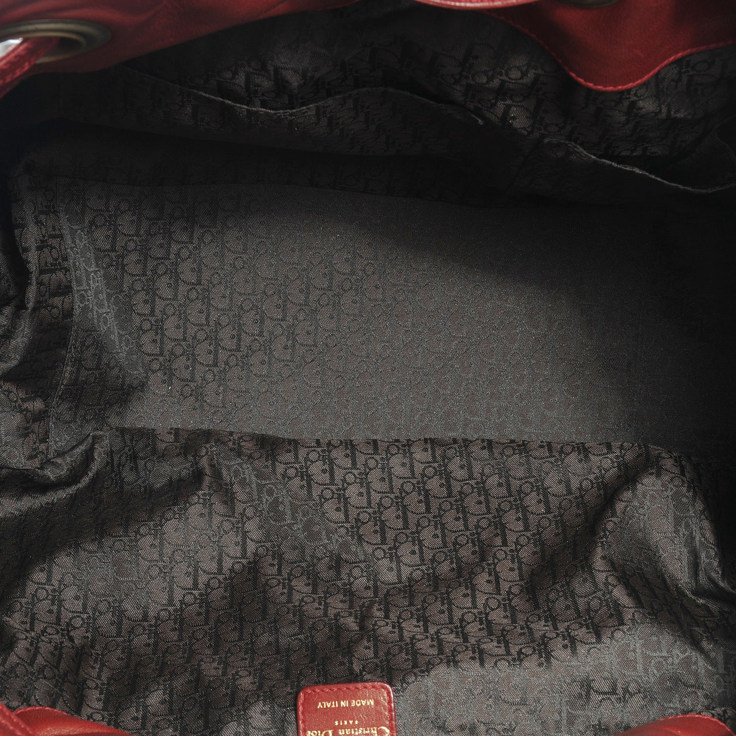 Lambskin Cannage Drawstring Bag Red
