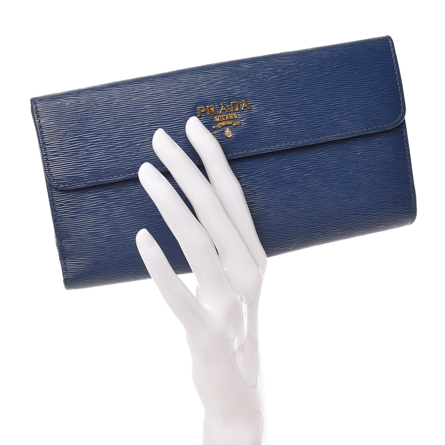 Prada Vitello Move Continental Flap Wallet Bleuette 2 of 11