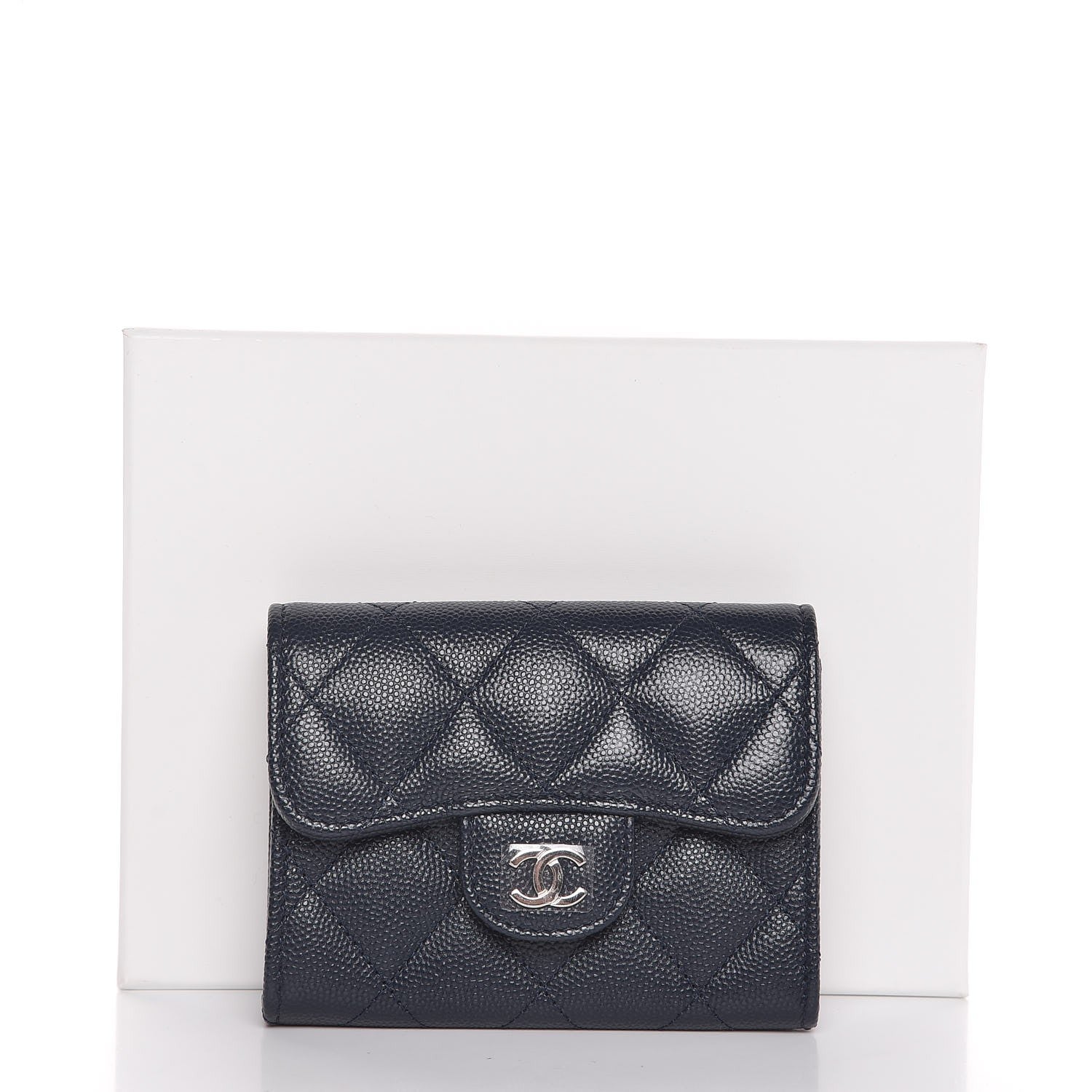 Chanel Caviar Quilted Card Holder Navy Blue 9 of 9