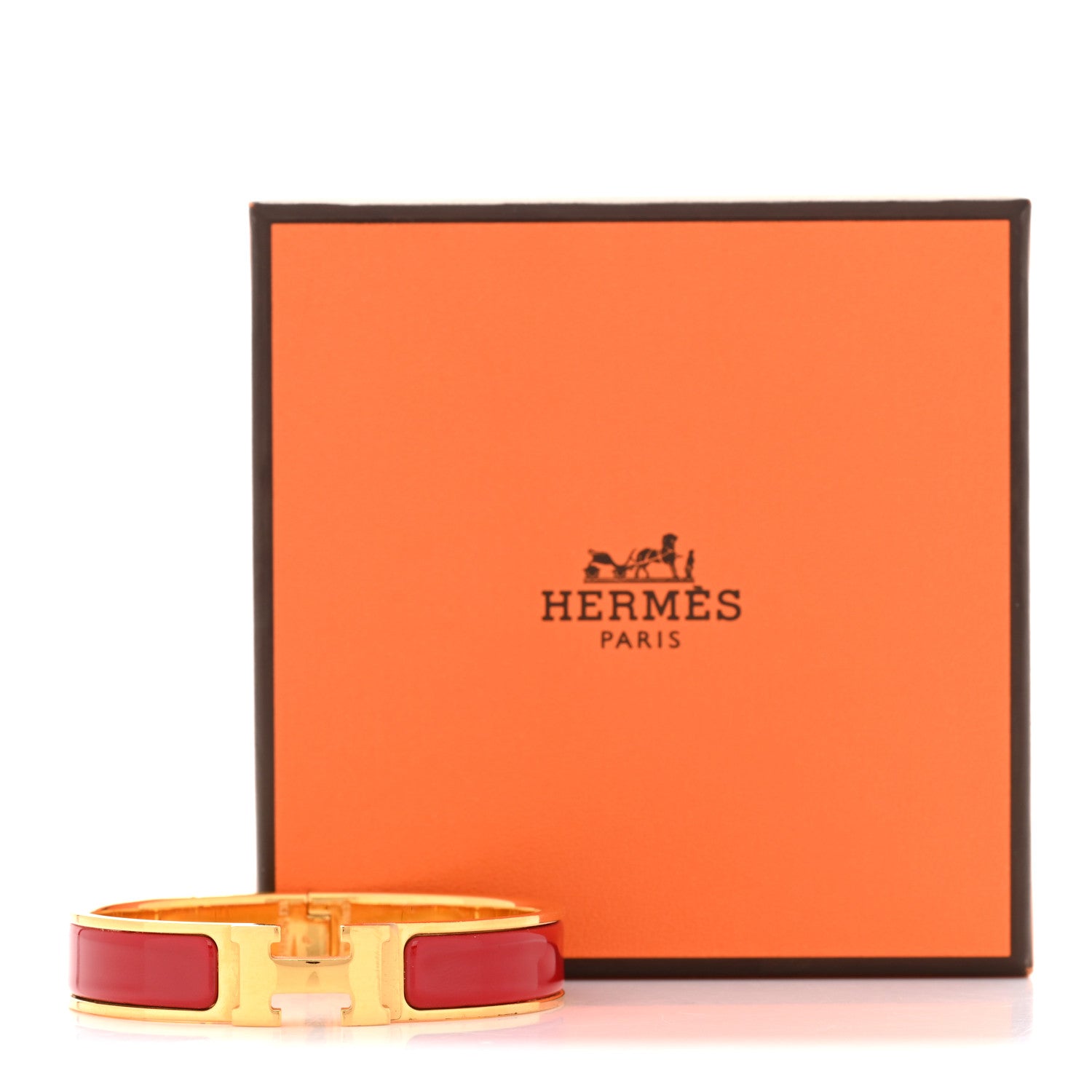 HERMES エナメルバングル レッド Hermes Enamel Narrow Clic Clac H Bracelet PM Rouge Vif 1869723