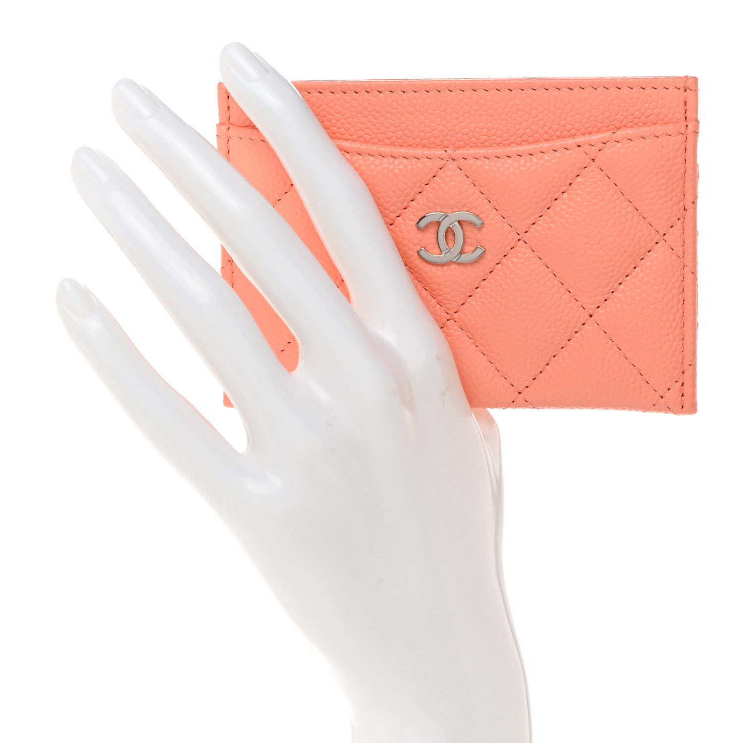 Chanel Caviar Quilted Card Holder Coral 2 of 9
