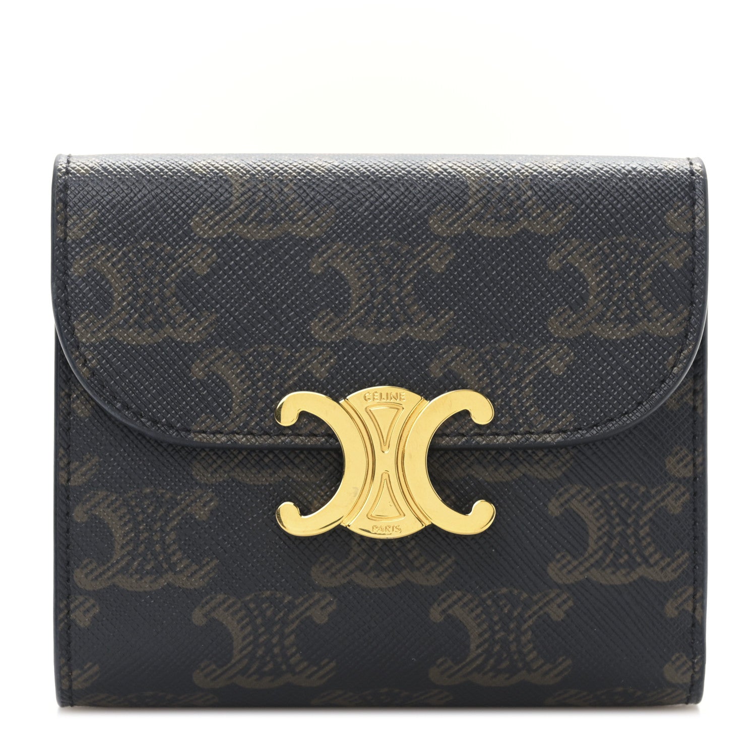 Celine Triomphe Canvas Small Triomphe Wallet Tan 1 of 11
