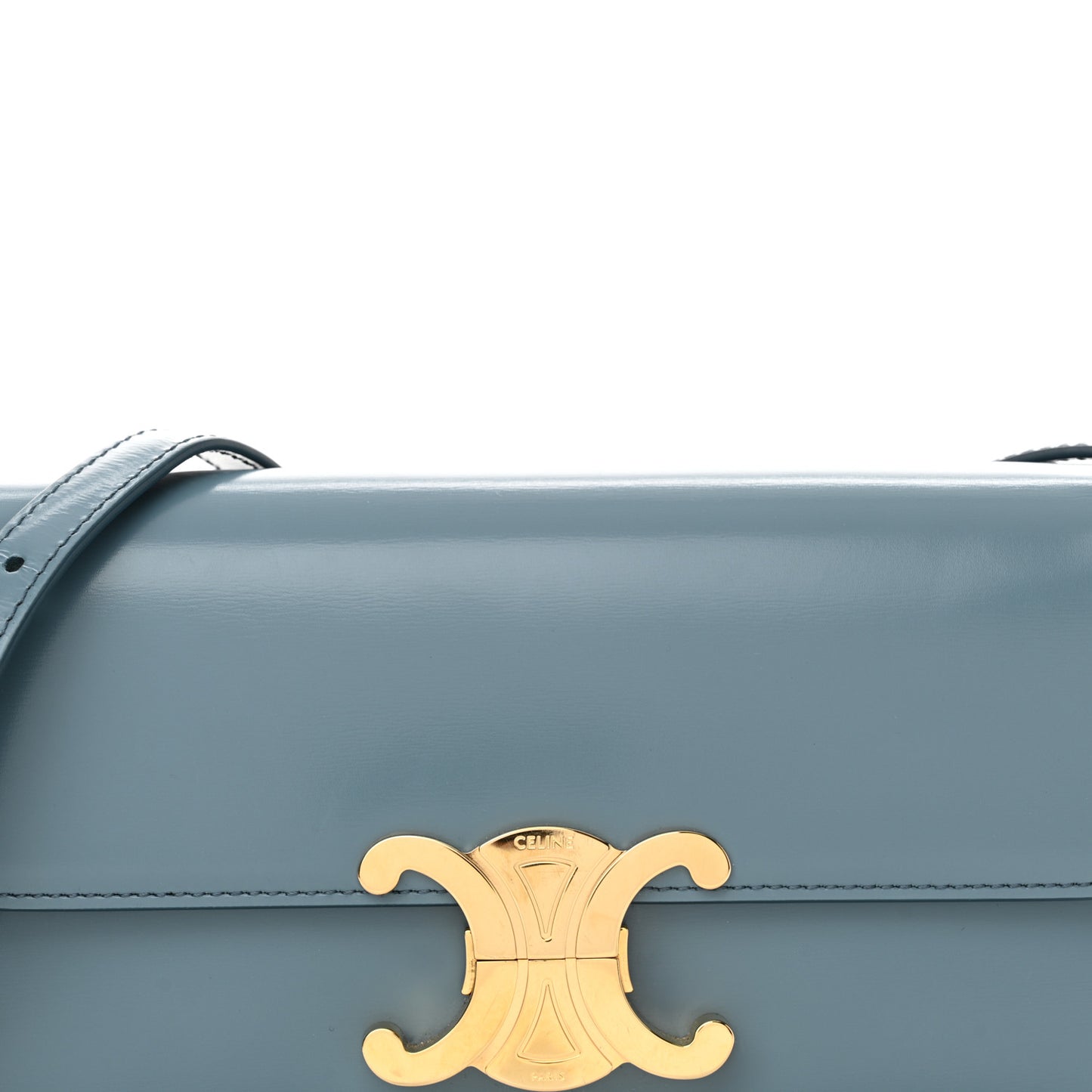 Shiny Calfskin Triomphe Shoulder Bag Denim