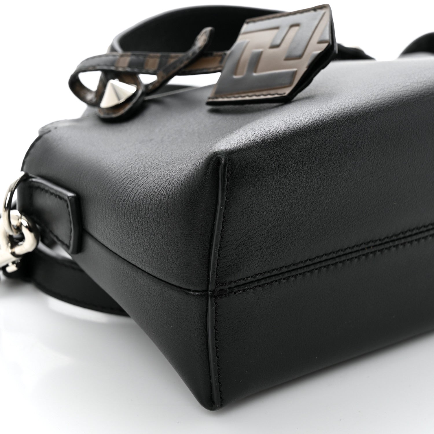 Fendi Vitello Dolce Bi-Color FF 1974 Embossed Mini By The Way Boston Bag Black Maya 9 of 11