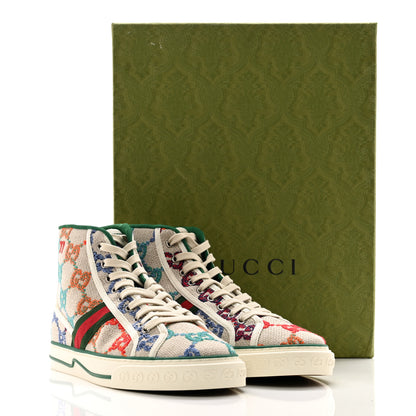 Gucci Linen Psychedelic Mini GG Monogram Mens 1977 Tennis High Top Sneakers 8 Multicolor Mystic White 9 of 9