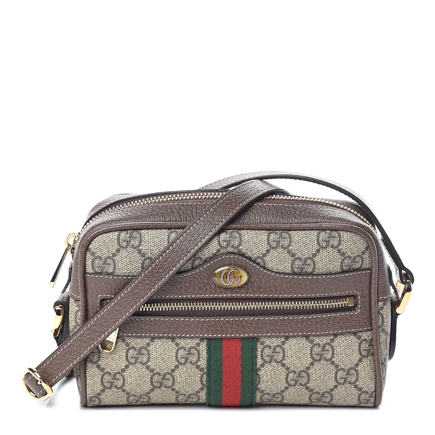 GG Supreme Monogram Web Mini Ophidia Shoulder Bag Brown