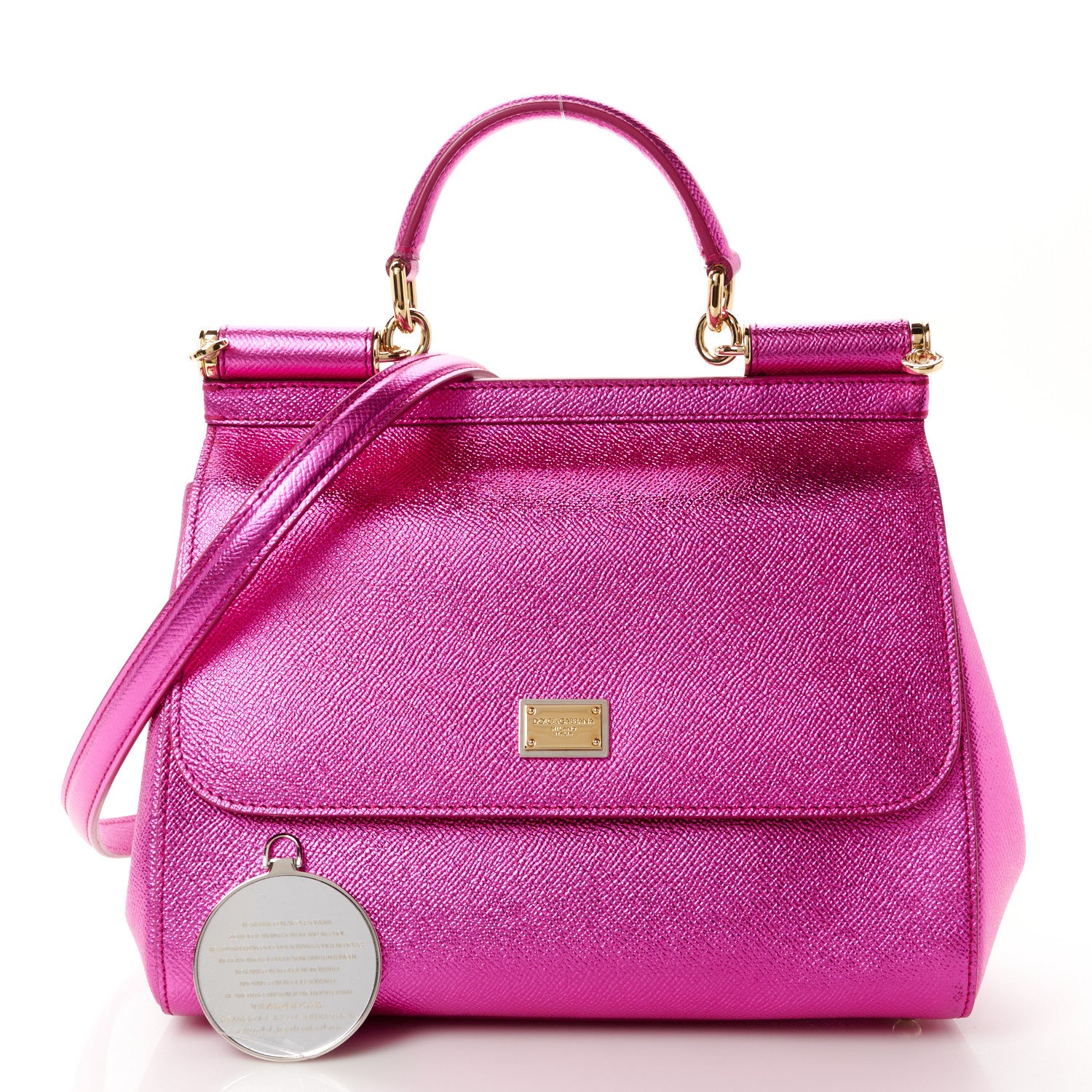 Dolce & Gabbana Metallic Dauphine Medium Miss Sicily Satchel Pink 3 of 11
