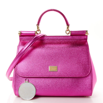 Dolce & Gabbana Metallic Dauphine Medium Miss Sicily Satchel Pink 3 of 11