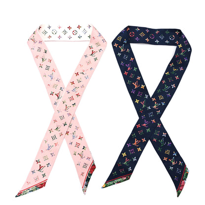 Louis Vuitton Silk Monogram LV Garden Bandeau Set Blue Pink 1 of 3