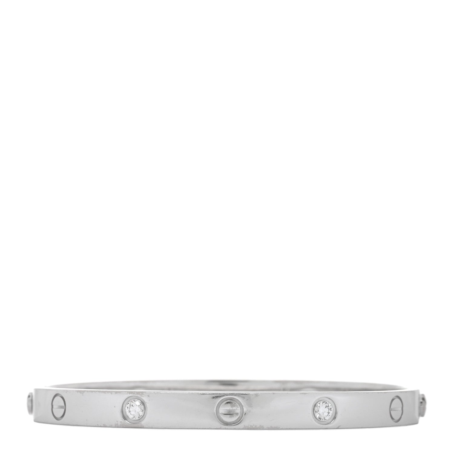 Cartier 18K White Gold 4 Diamond Love Bracelet 17 1 of 7