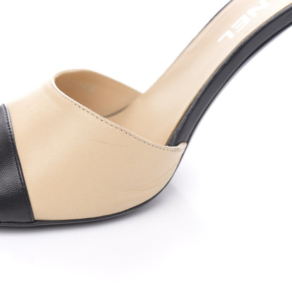 Chanel Lambskin Peep Toe Sandals 39 Beige Black 9 of 12