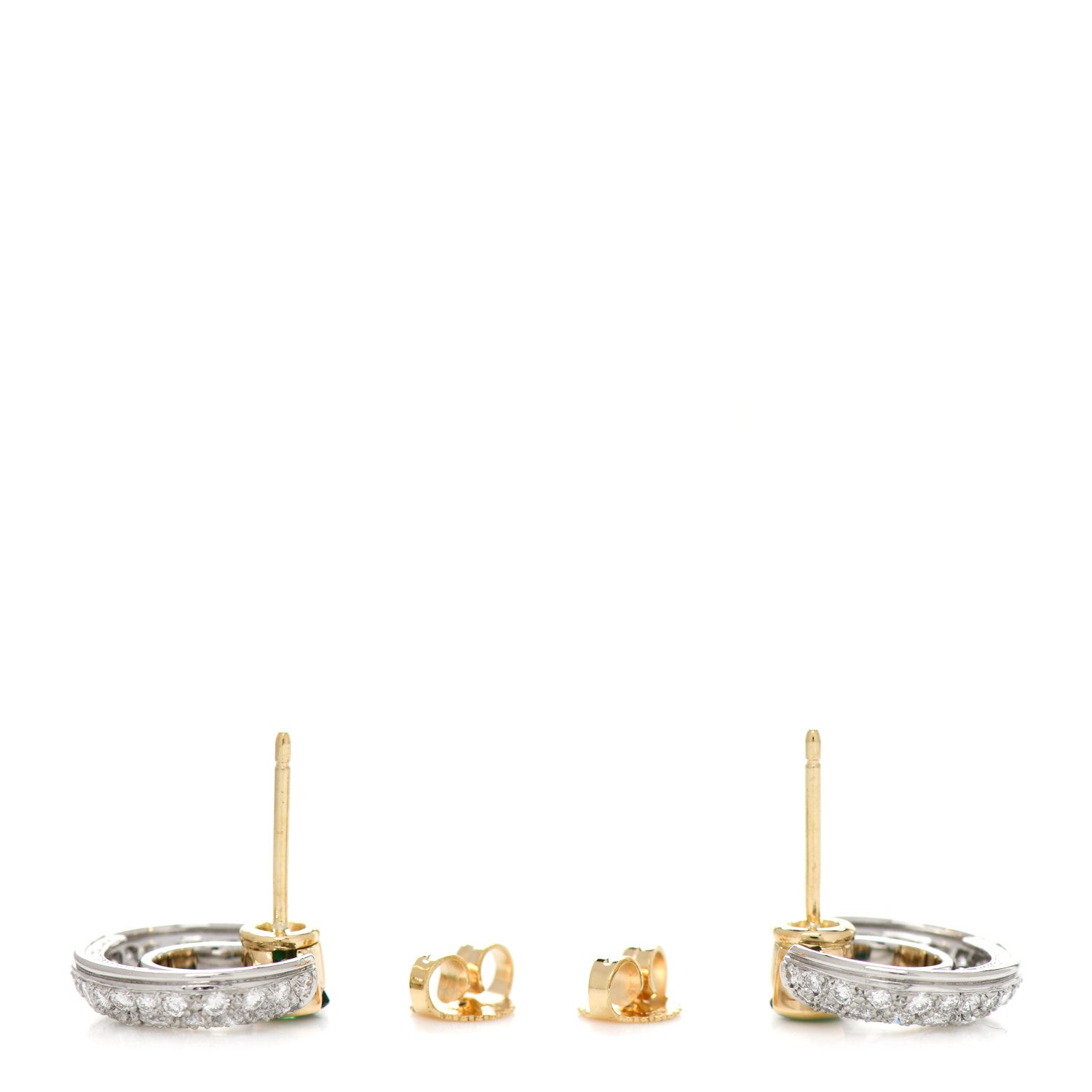 Tiffany 18K Yellow Gold Platinum Diamond Emerald Door Knocker Earrings 3 of 6