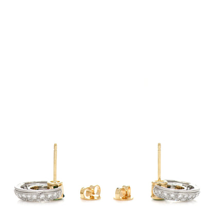Tiffany 18K Yellow Gold Platinum Diamond Emerald Door Knocker Earrings 3 of 6