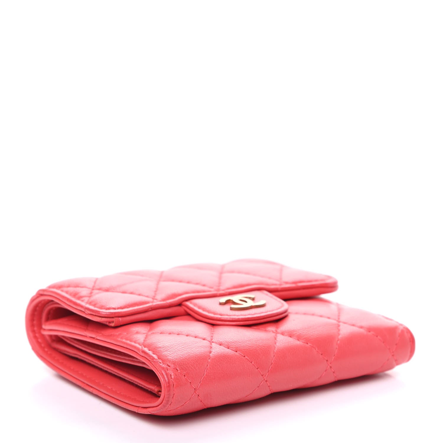 Chanel Lambskin Quilted Compact Flap Wallet Coral 4 of 7