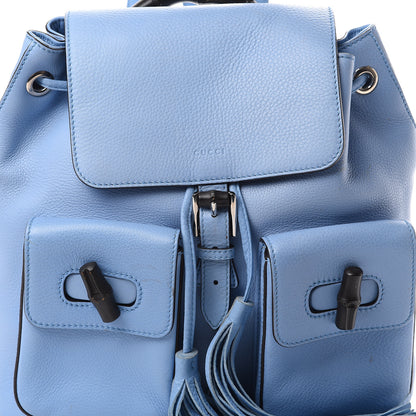 Gucci Cellarius Calfskin Medium Bamboo Backpack Mineral Blue 9 of 14