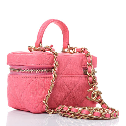 Chanel Caviar Quilted Mini Top Handle Vanity With Chain Pink 3 of 10