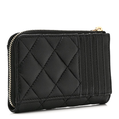 Chanel Caviar Quilted CC Zip Around Card Holder Black 3 of 10