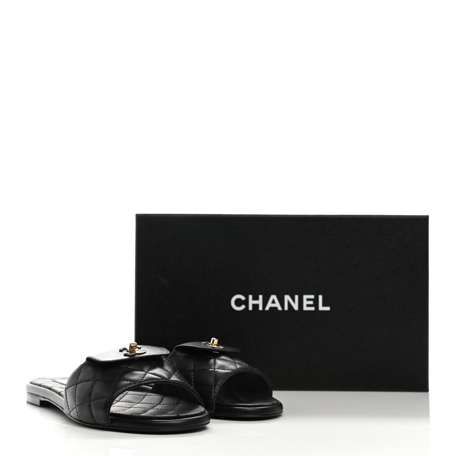 Chanel Lambskin Quilted CC Turnlock Sandals 37.5 Black 7 of 18