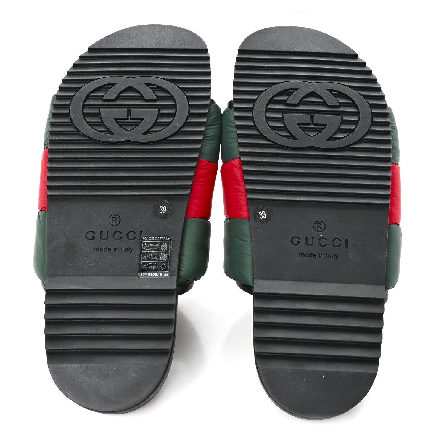 Gucci Nylon Web Womens Slide Sandals 39 Black Green Red 6 of 9