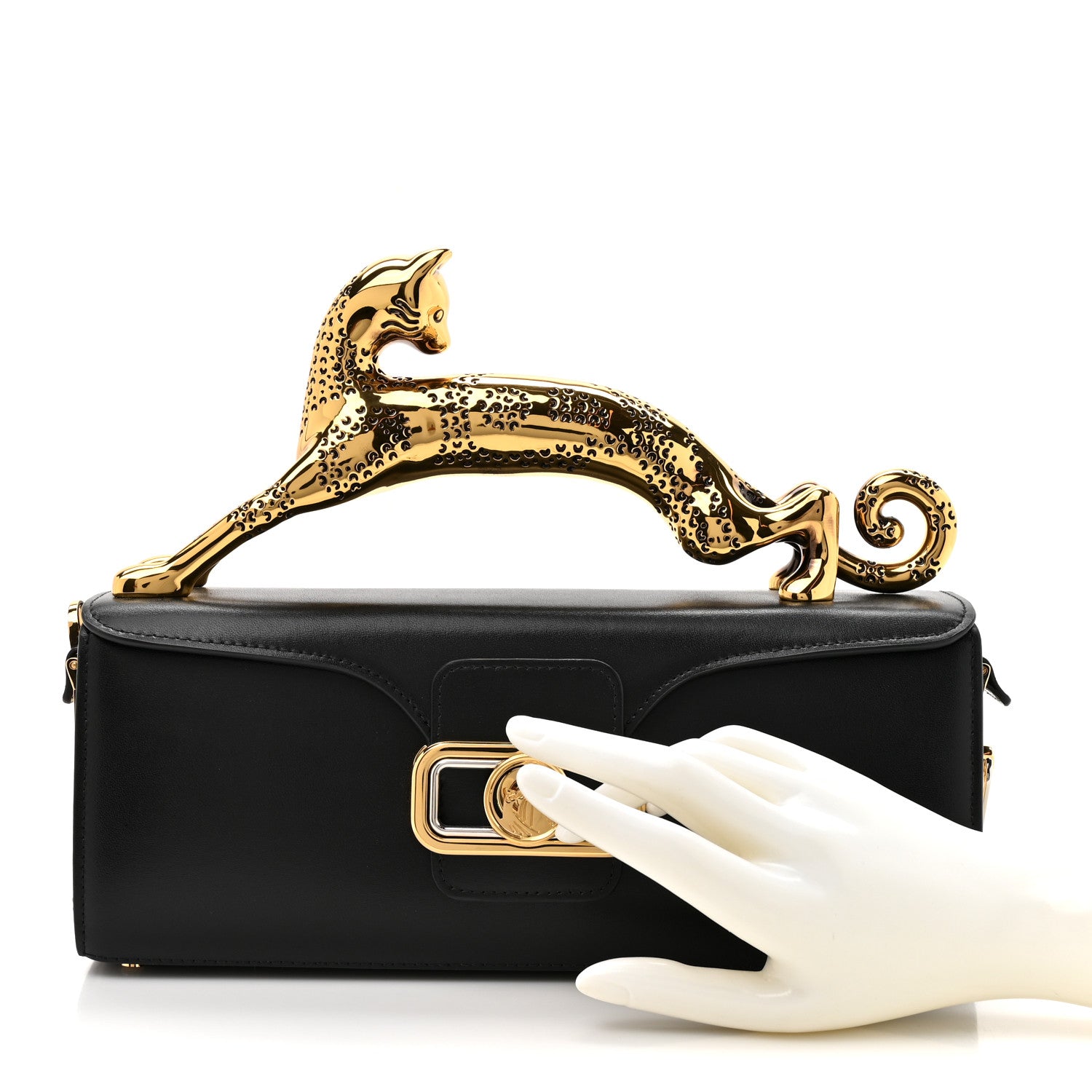 Lanvin Calfskin Logo Medium Cat Pencil Bag Black 2 of 9