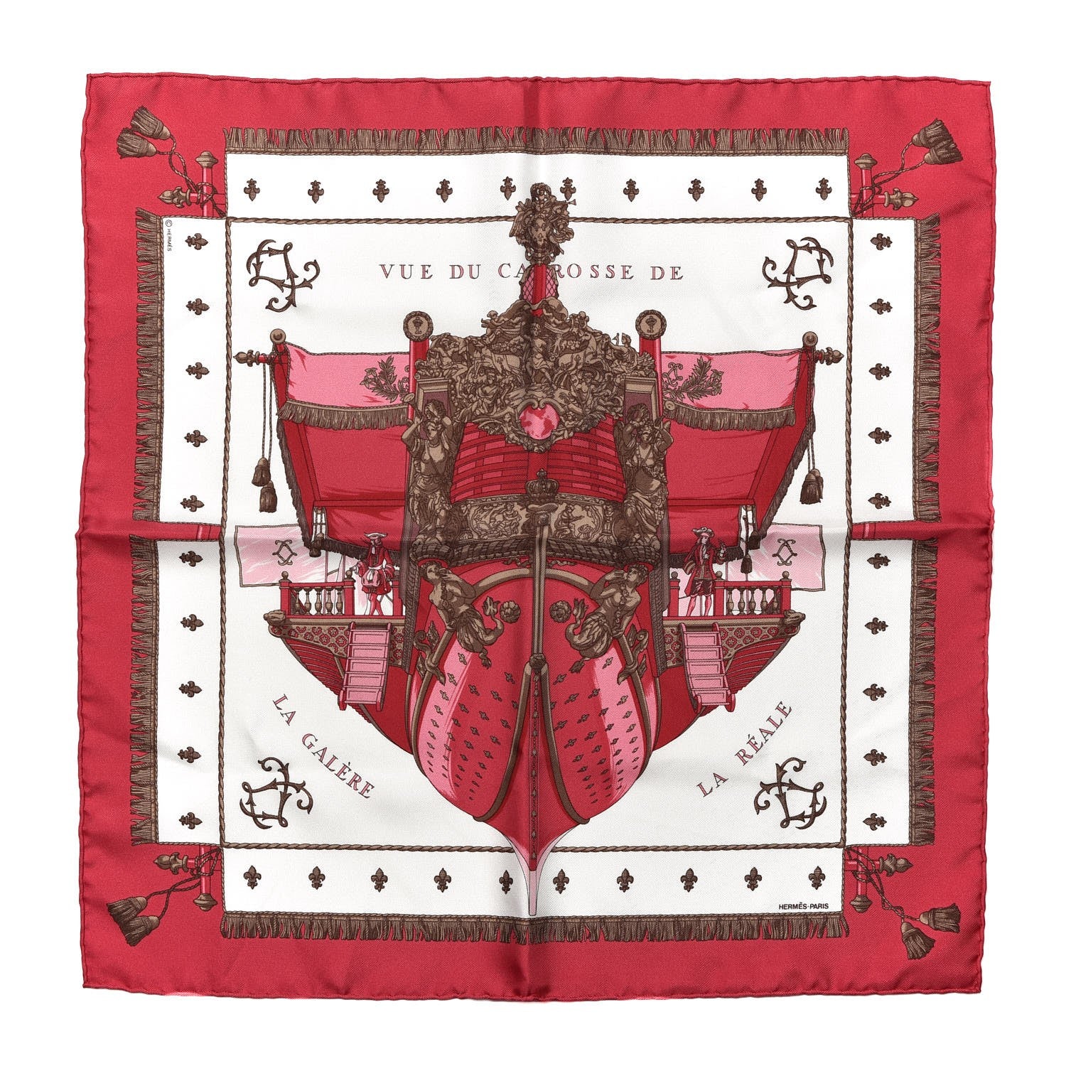 Hermes Silk Vue Du Carosse De La Galere La Reale Pocket Square Scarf 1 of 6