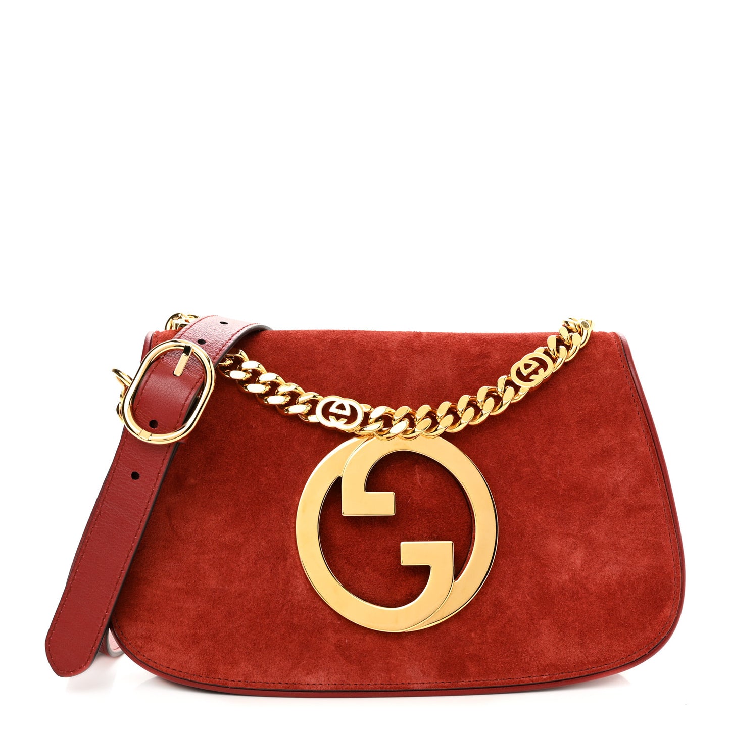 Suede Talco Roxy Calfskin Blondie Chain Shoulder Flap Bag Blondie Red