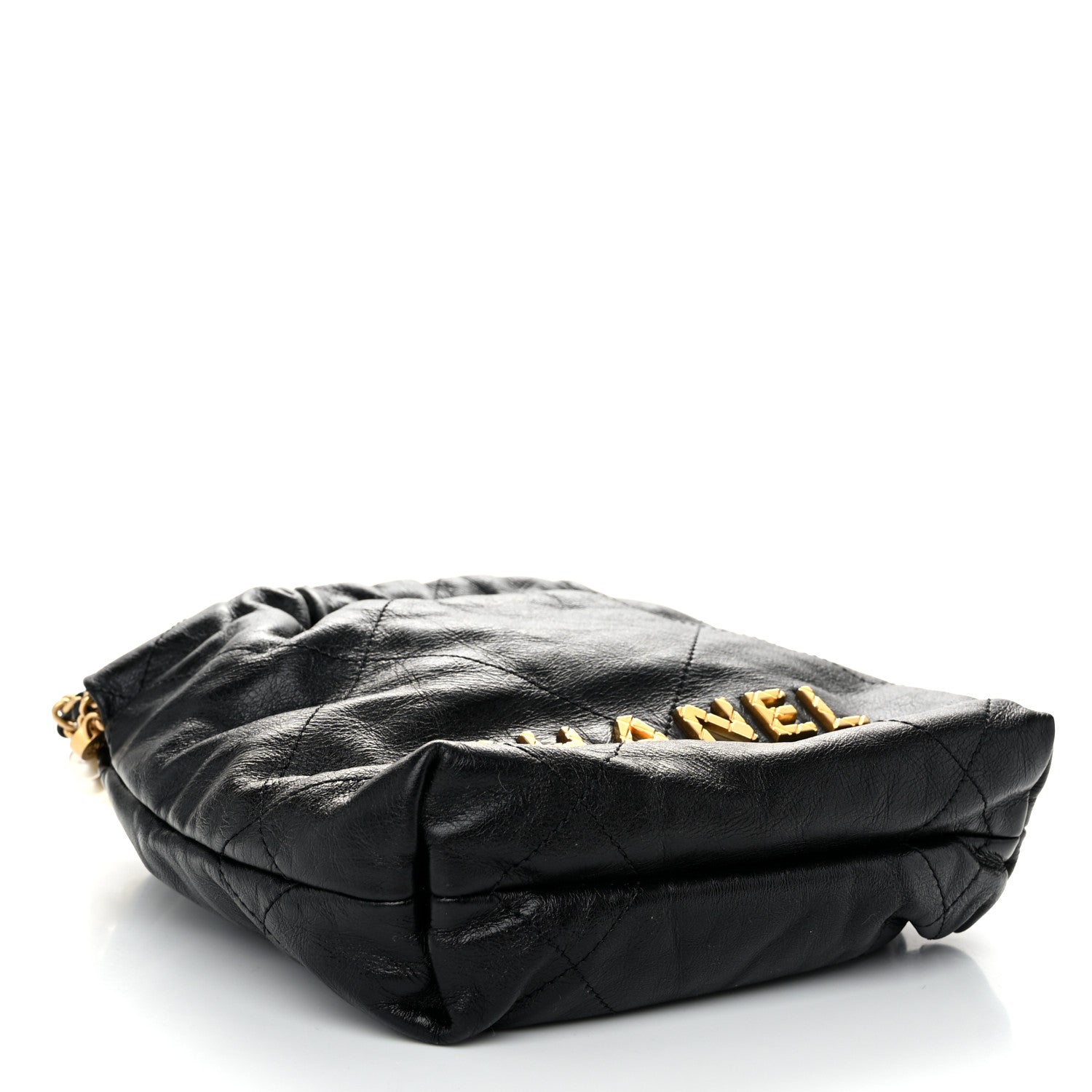 Chanel Shiny Crumpled Calfskin Quilted Pearl Mini Chanel 22 Black 4 of 11